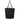 Black tote bag with a strap on a white background