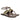 Arlette Black Beige Leather Flat Sandals